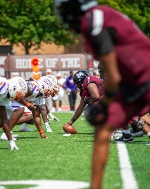 Morehouse Maroon Tigers lining up against Edward Waters University
